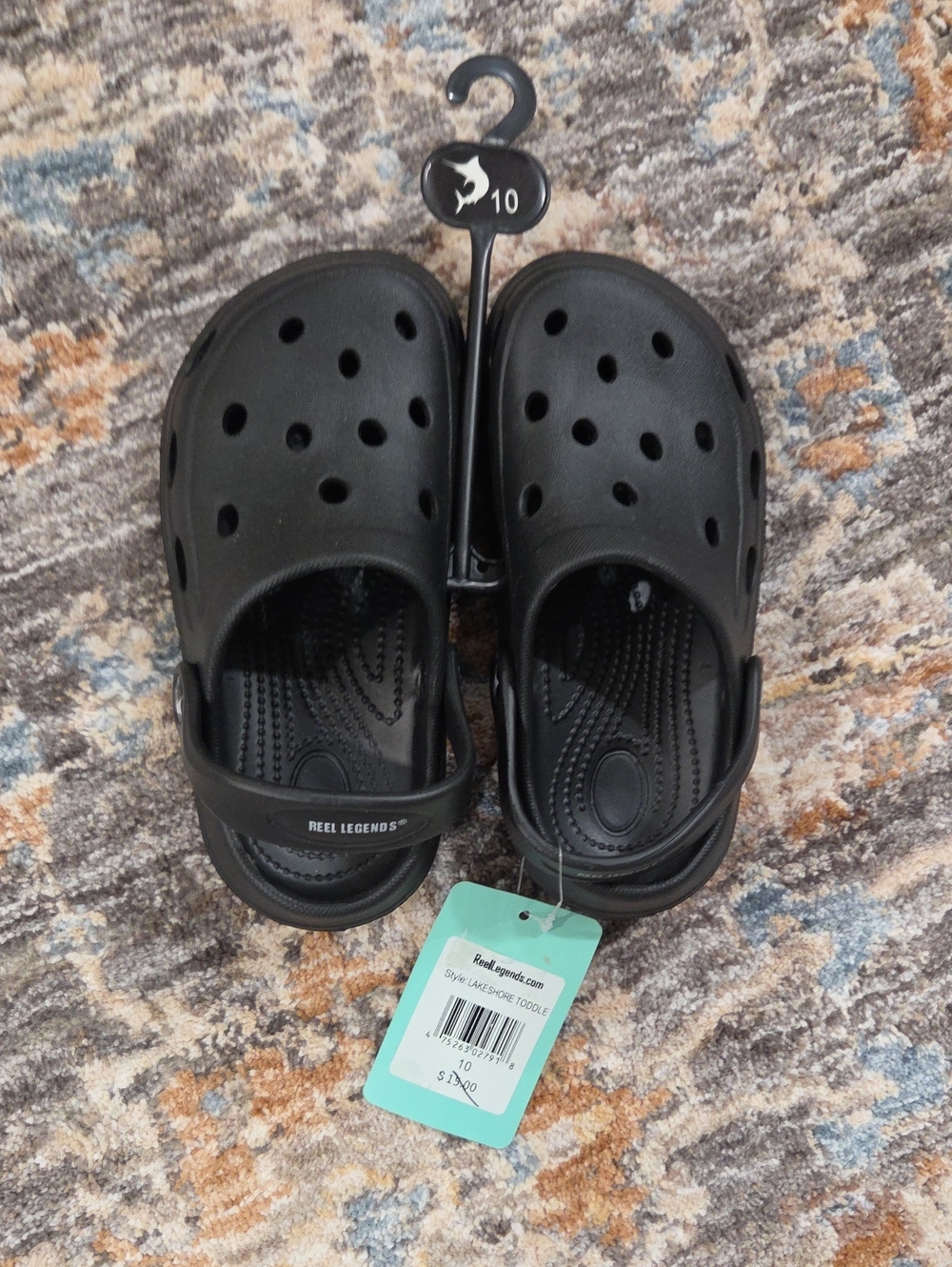 Reel Legends Kids Black Ventilated Clog Sandals